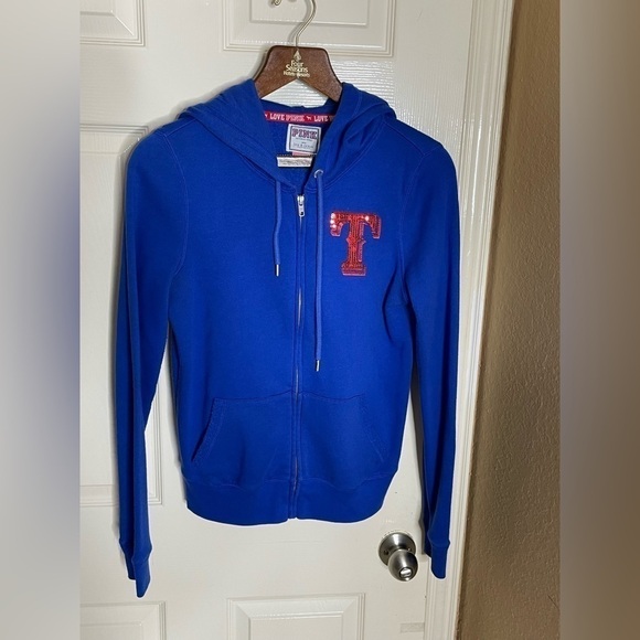 Texas Rangers PINK by Victoria's Secret Women's Full-Zip Jacket Hoodie Medium  - Picture 13 of 14